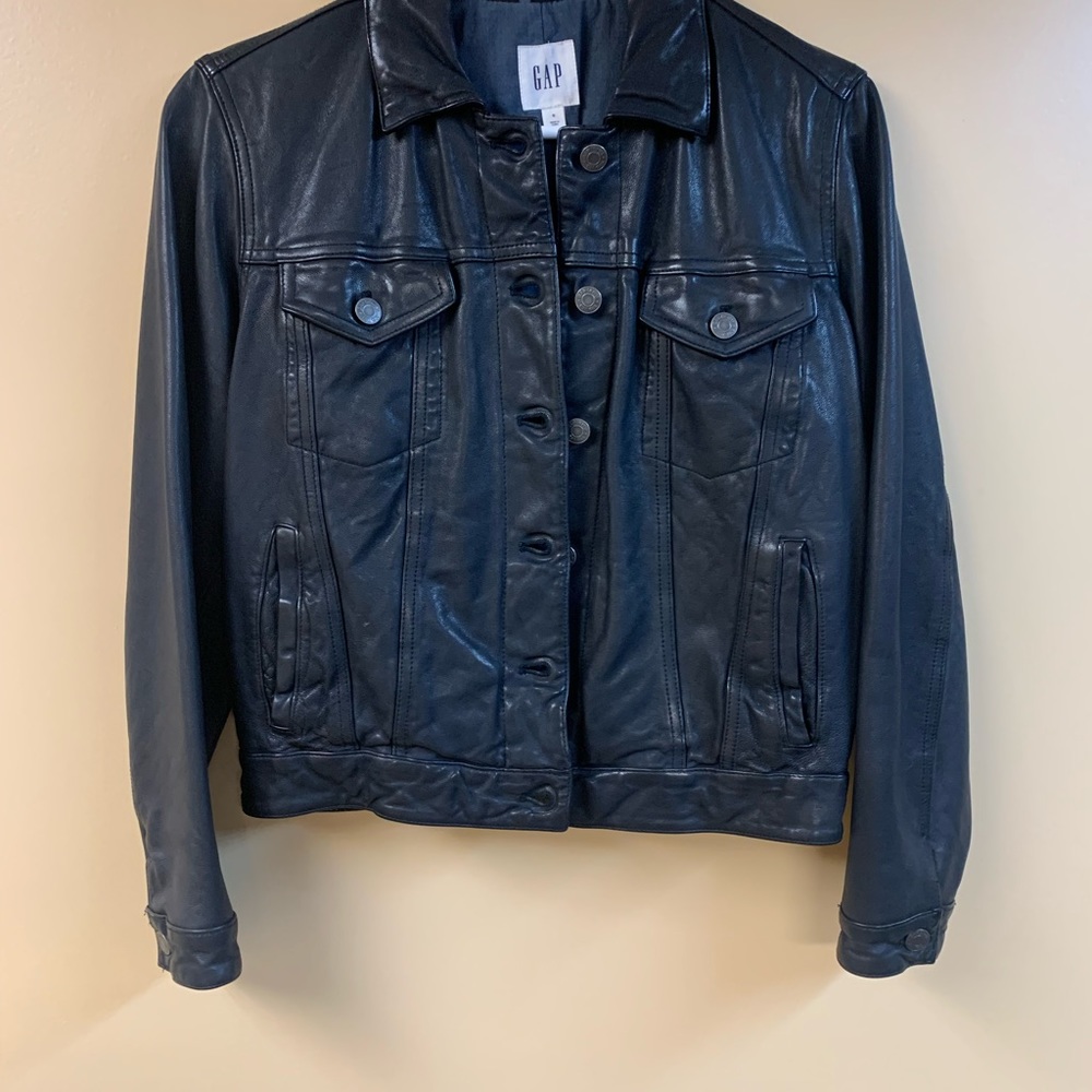 GAP - Black Faux Leather Jacket - Like New